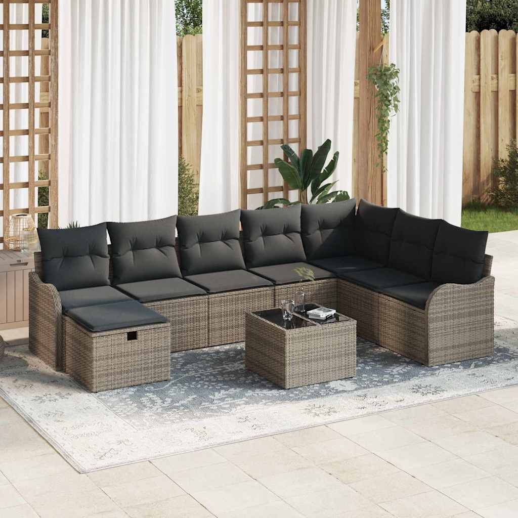 Bankstel Met Kussen Met Opslag 8 Pcs En Crème Poly Rattan