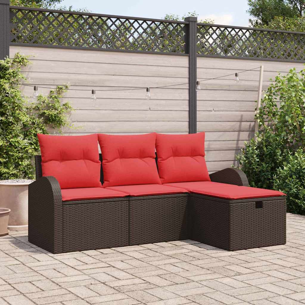Bankstel Met Kussen Met Opslag 4 Pcs Poly Rattan