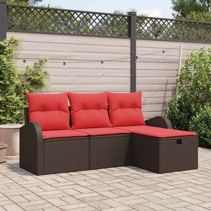 Bankstel Met Kussen Met Opslag 4 Pcs Poly Rattan