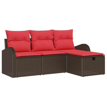 Bankstel Met Kussen Met Opslag 4 Pcs Poly Rattan
