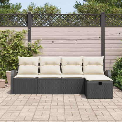 Bankstel Met Kussen Met Opslag 5 Pcs En Crème Poly Rattan