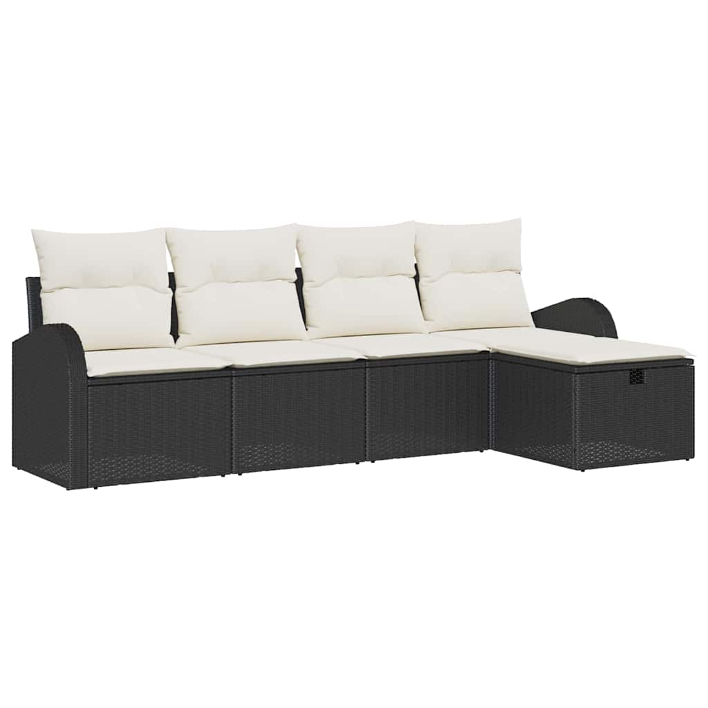 Bankstel Met Kussen Met Opslag 5 Pcs En Crème Poly Rattan