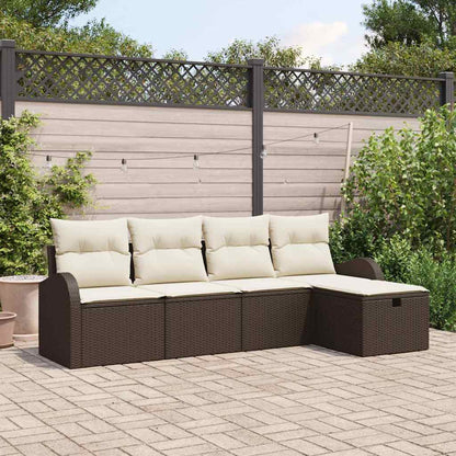 Bankstel Met Kussen Met Opslag 5 Pcs En Crème Poly Rattan