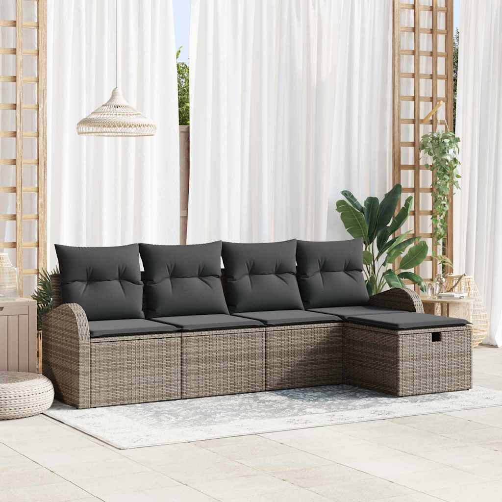 Bankstel Met Kussen Met Opslag 5 Pcs En Crème Poly Rattan