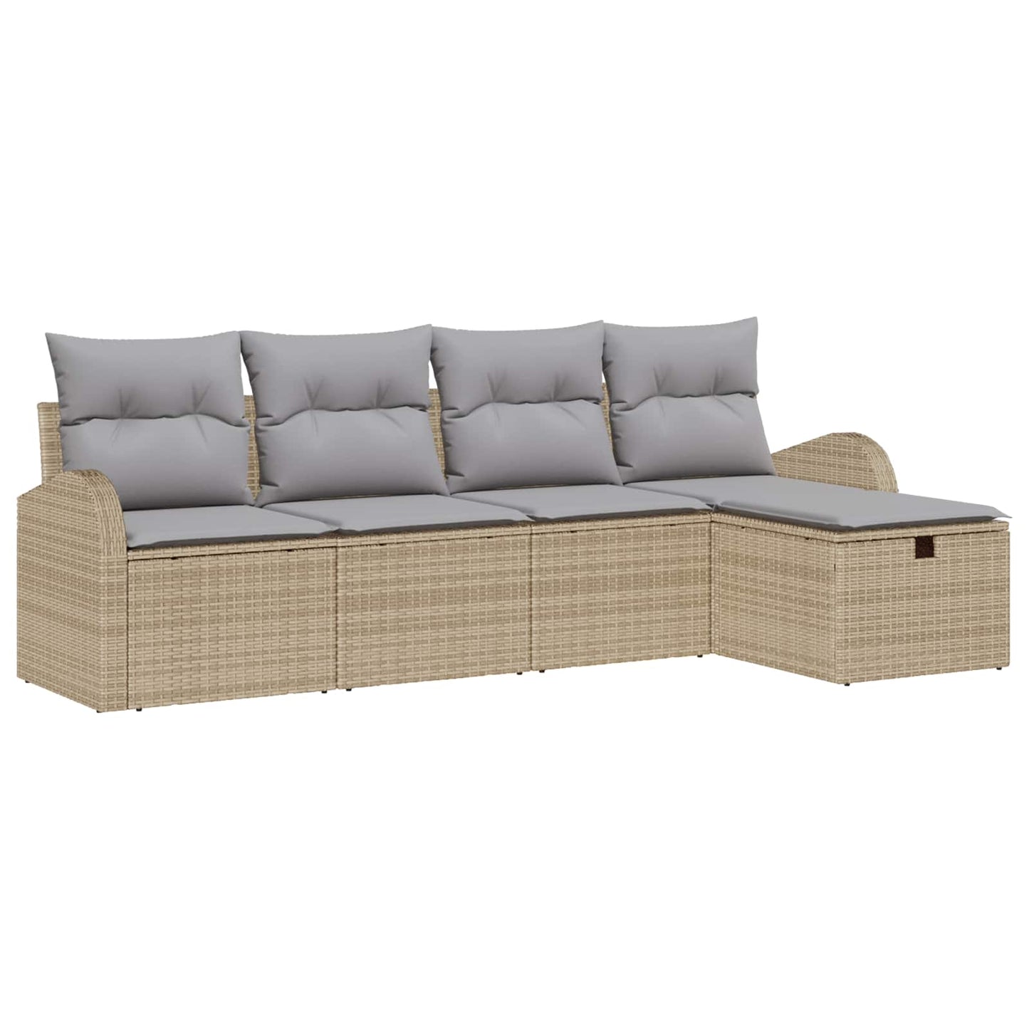 Bankstel Met Kussen Met Opslag 5 Pcs En Crème Poly Rattan