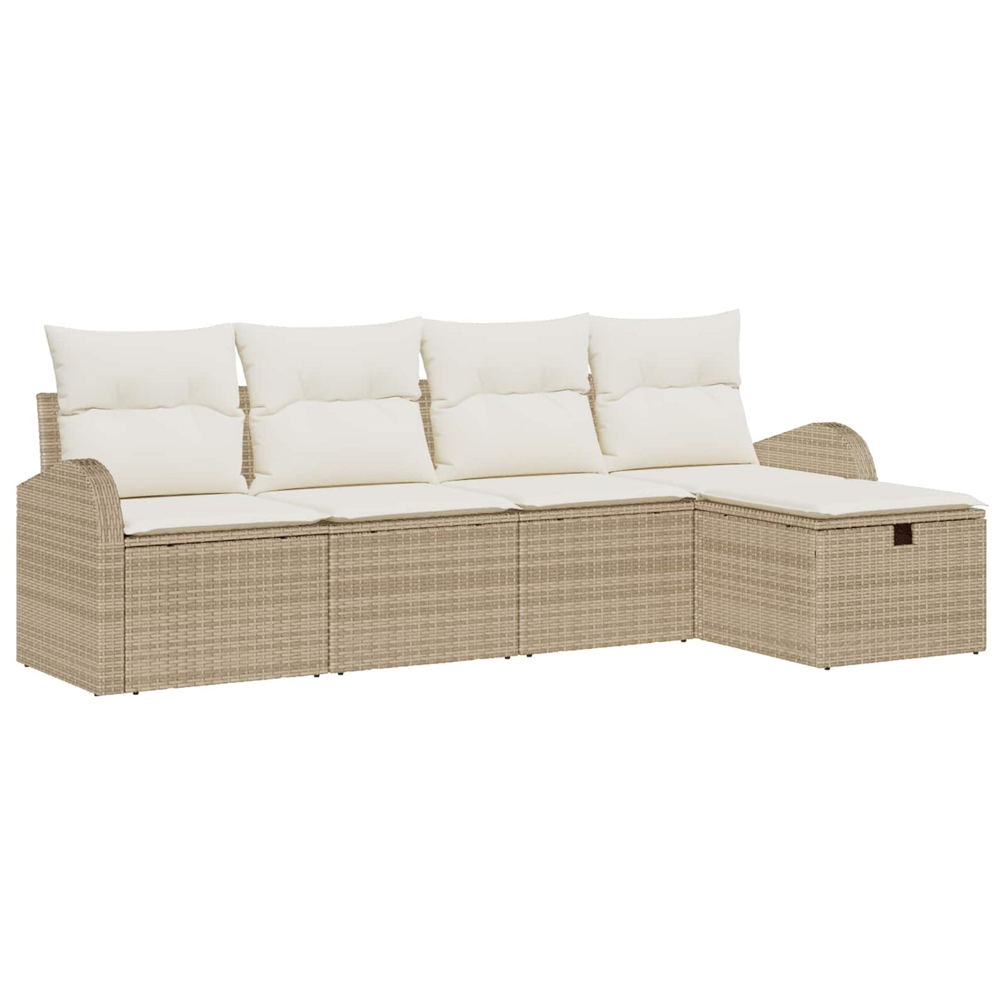 Bankstel Met Kussen Met Opslag 5 Pcs En Crème Poly Rattan