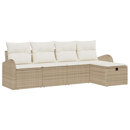 Bankstel Met Kussen Met Opslag 5 Pcs En Crème Poly Rattan