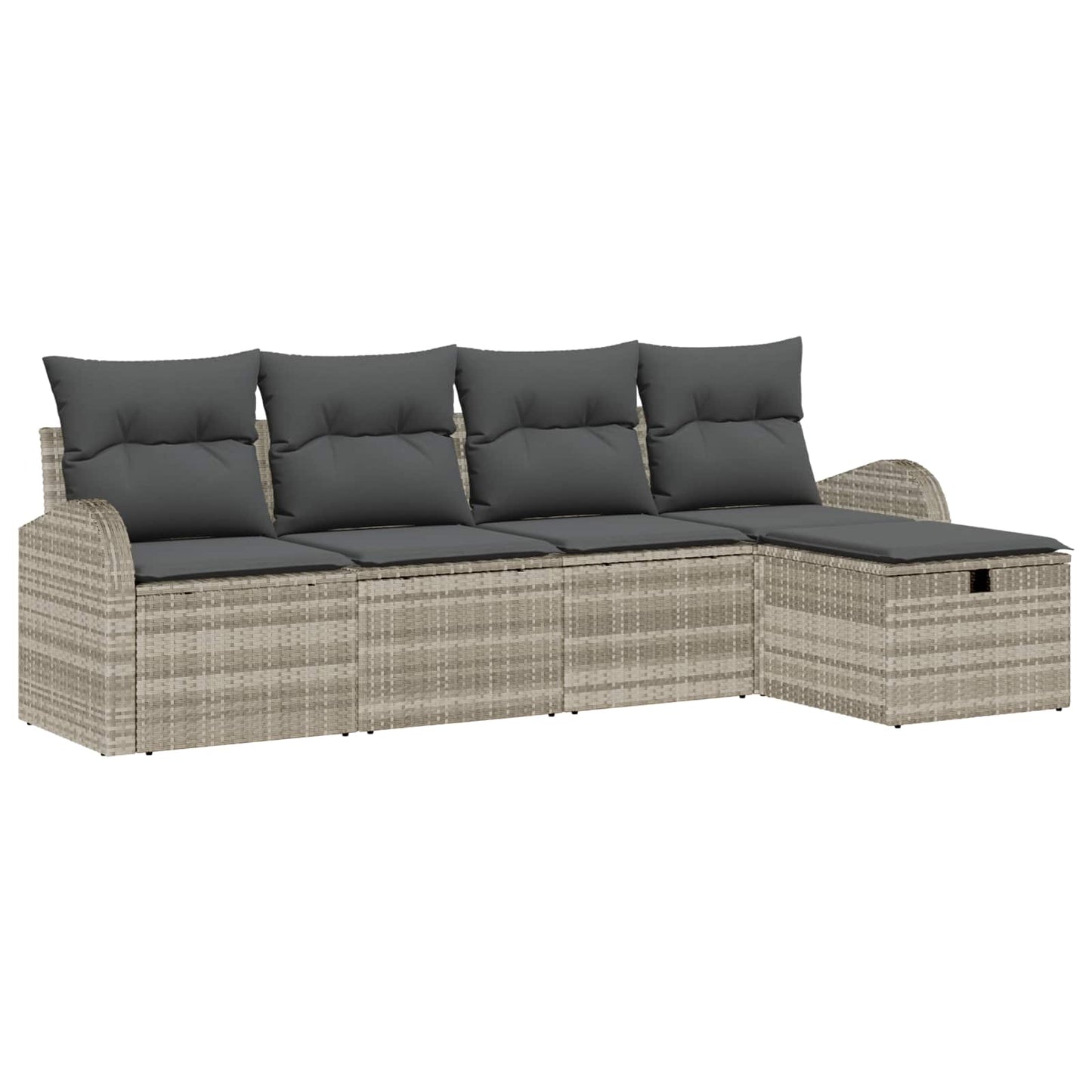 Bankstel Met Kussen Met Opslag 5 Pcs En Crème Poly Rattan