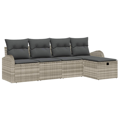 Bankstel Met Kussen Met Opslag 5 Pcs En Crème Poly Rattan
