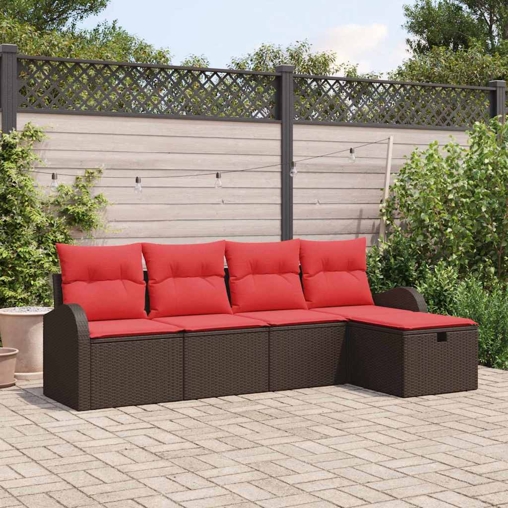 Bankstel Met Kussen Met Opslag 5 Pcs Poly Rattan
