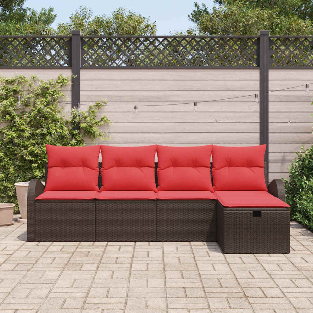 Bankstel Met Kussen Met Opslag 5 Pcs Poly Rattan
