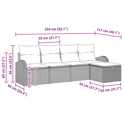 Bankstel Met Kussen Met Opslag 5 Pcs Poly Rattan