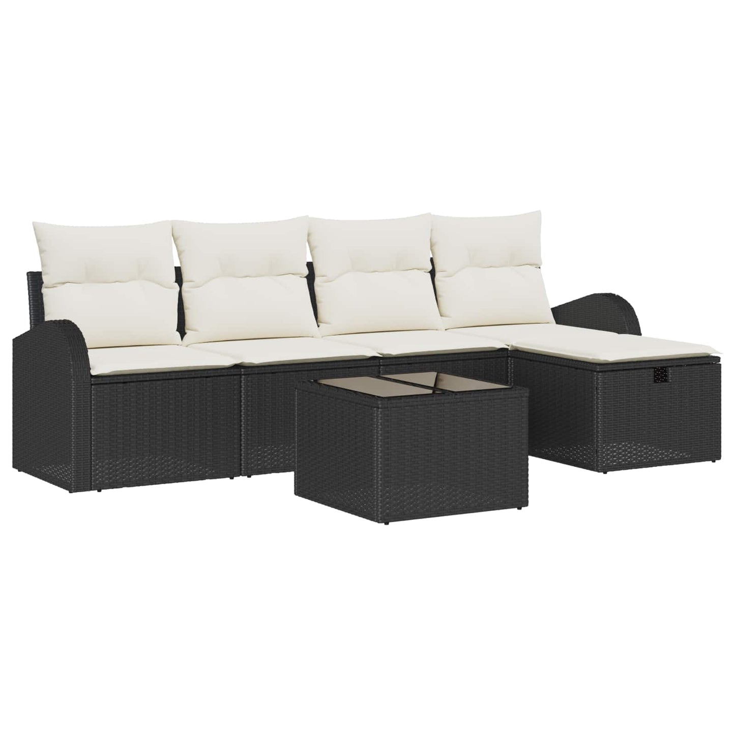 Bankstel Met Kussen Met Opslag 5 Pcs En Crème Poly Rattan