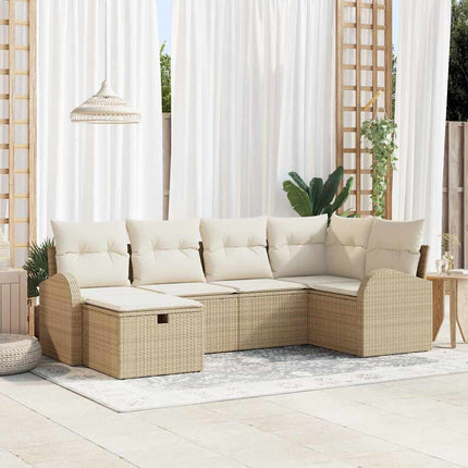 Bankstel 6 St Beige En Crème Poly Rattan