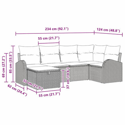 Bankstel 6 St Beige En Crème Poly Rattan