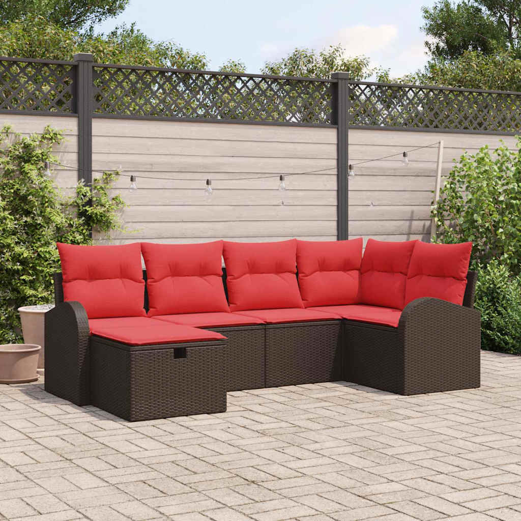 Bankstel Met Kussen Met Opslag 6 Pcs Poly Rattan