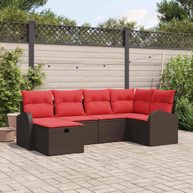 Bankstel Met Kussen Met Opslag 6 Pcs Poly Rattan