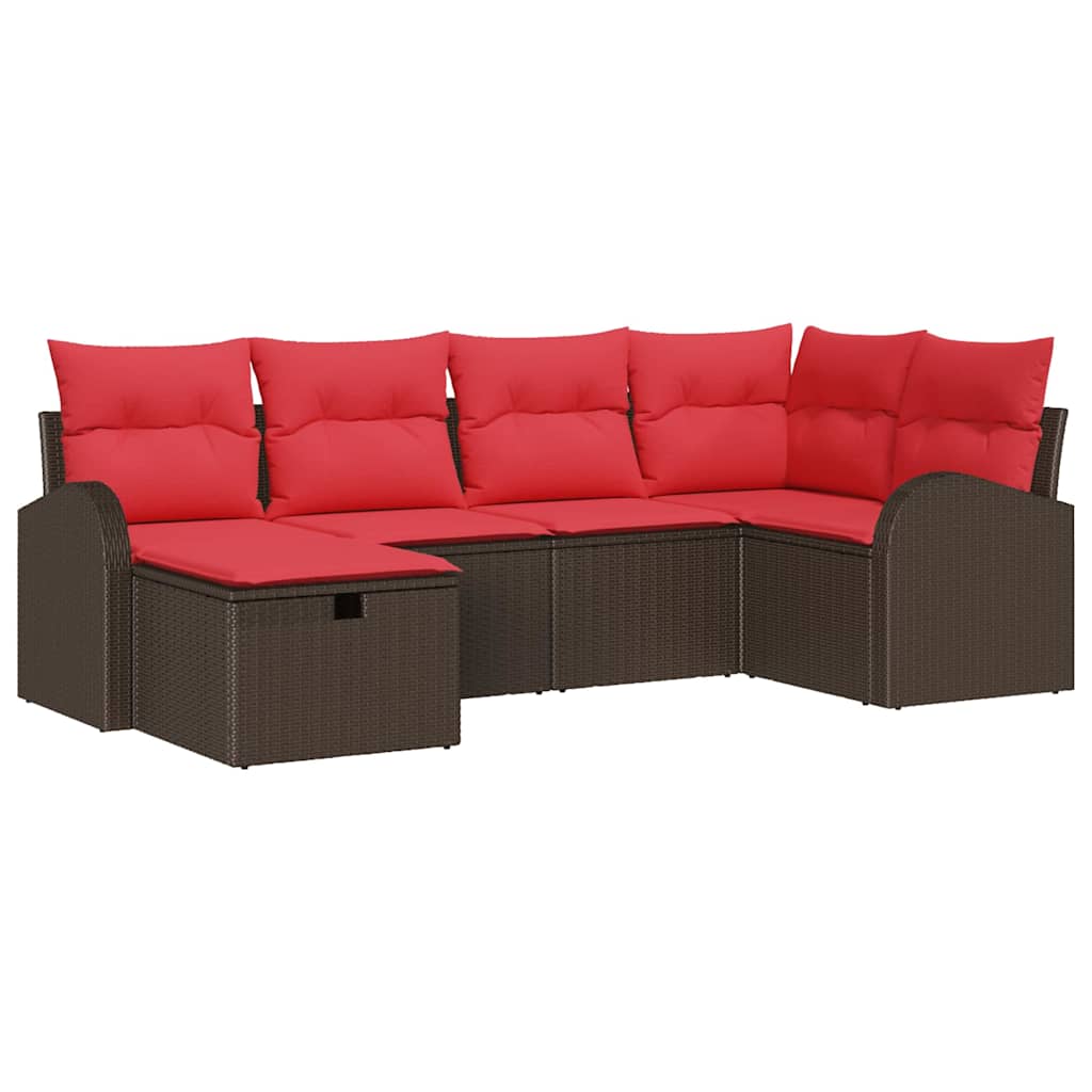 Bankstel Met Kussen Met Opslag 6 Pcs Poly Rattan
