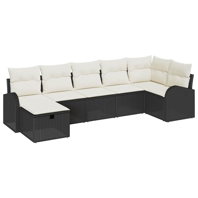 Bankstel Met Kussen Met Opslag 7 Pcs En Crème Poly Rattan
