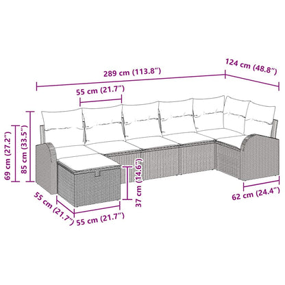 Bankstel Met Kussen Met Opslag 7 Pcs En Crème Poly Rattan