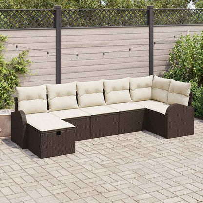 Bankstel Met Kussen Met Opslag 7 Pcs En Crème Poly Rattan