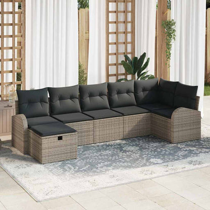Bankstel Met Kussen Met Opslag 7 Pcs En Crème Poly Rattan