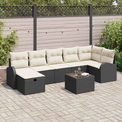 Bankstel Met Kussen Met Opslag 7 Pcs En Crème Poly Rattan