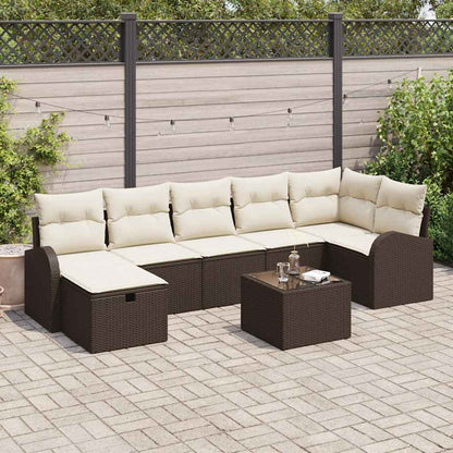 Bankstel Met Kussen Met Opslag 7 Pcs En Crème Poly Rattan