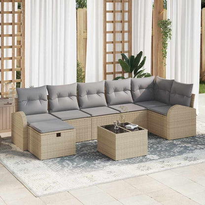 Bankstel Met Kussen Met Opslag 7 Pcs En Crème Poly Rattan