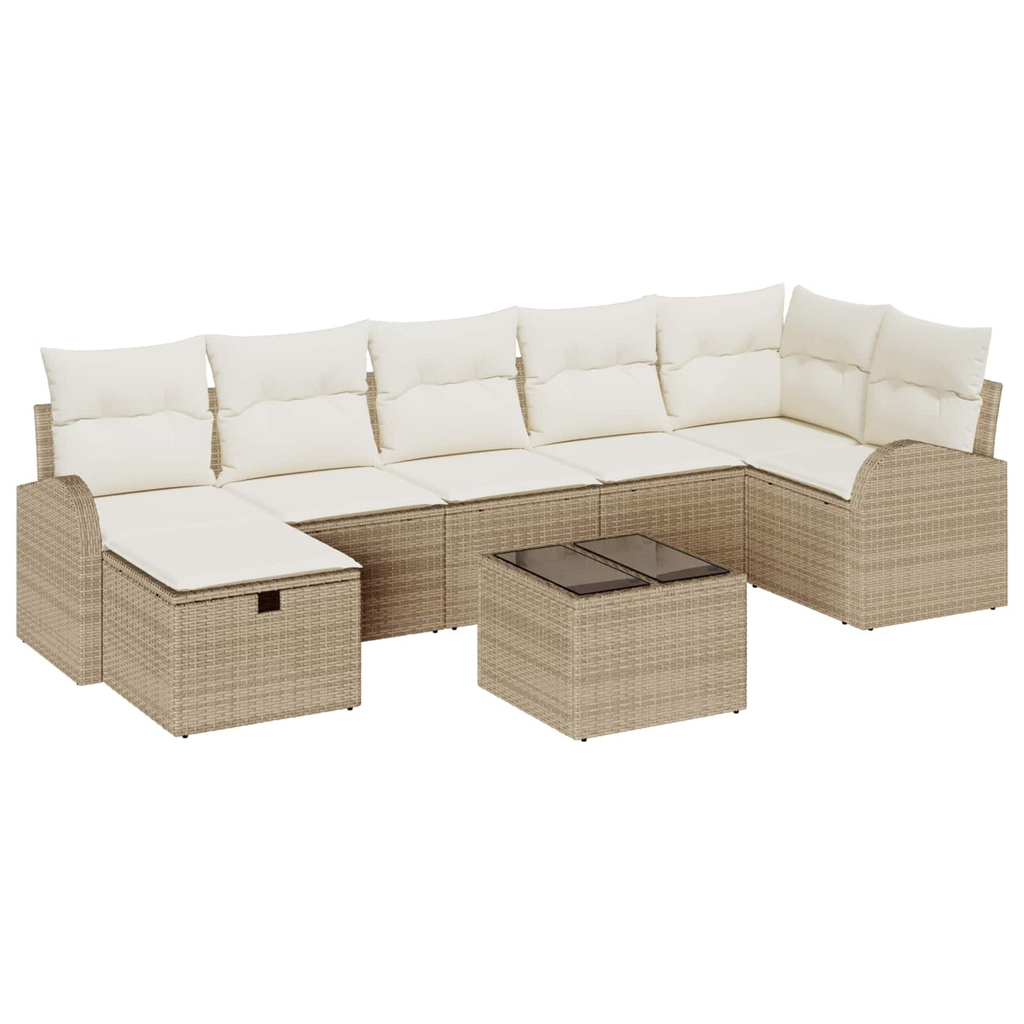 Bankstel Met Kussen Met Opslag 7 Pcs En Crème Poly Rattan