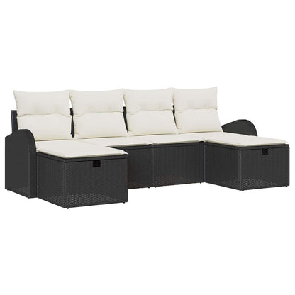 Bankstel Met Kussen Met Opslag 6 Pcs En Crème Poly Rattan