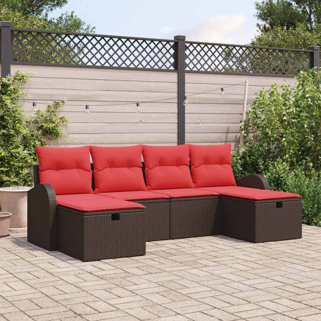 Bankstel Met Kussen Met Opslag 6 Pcs En Poly Rattan