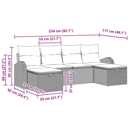 Bankstel Met Kussen Met Opslag 6 Pcs En Poly Rattan
