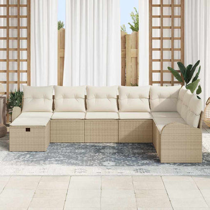 Bankstel Met Kussen En Crèmekleurig Poly Rattan