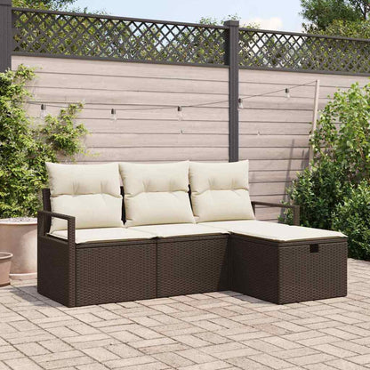Bankstel Met Kussen Met Opslag 4 Pcs En Crème Poly Rattan
