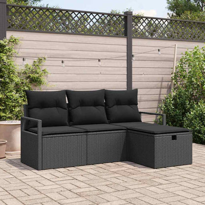 Bankstel Met Kussen Met Opslag 4 Pcs En Crème Poly Rattan
