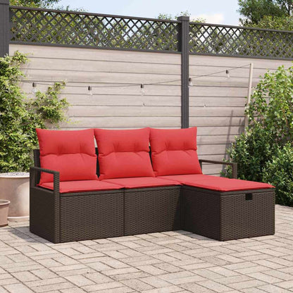 Bankstel Met Kussen Met Opslag 4 Pcs En Poly Rattan