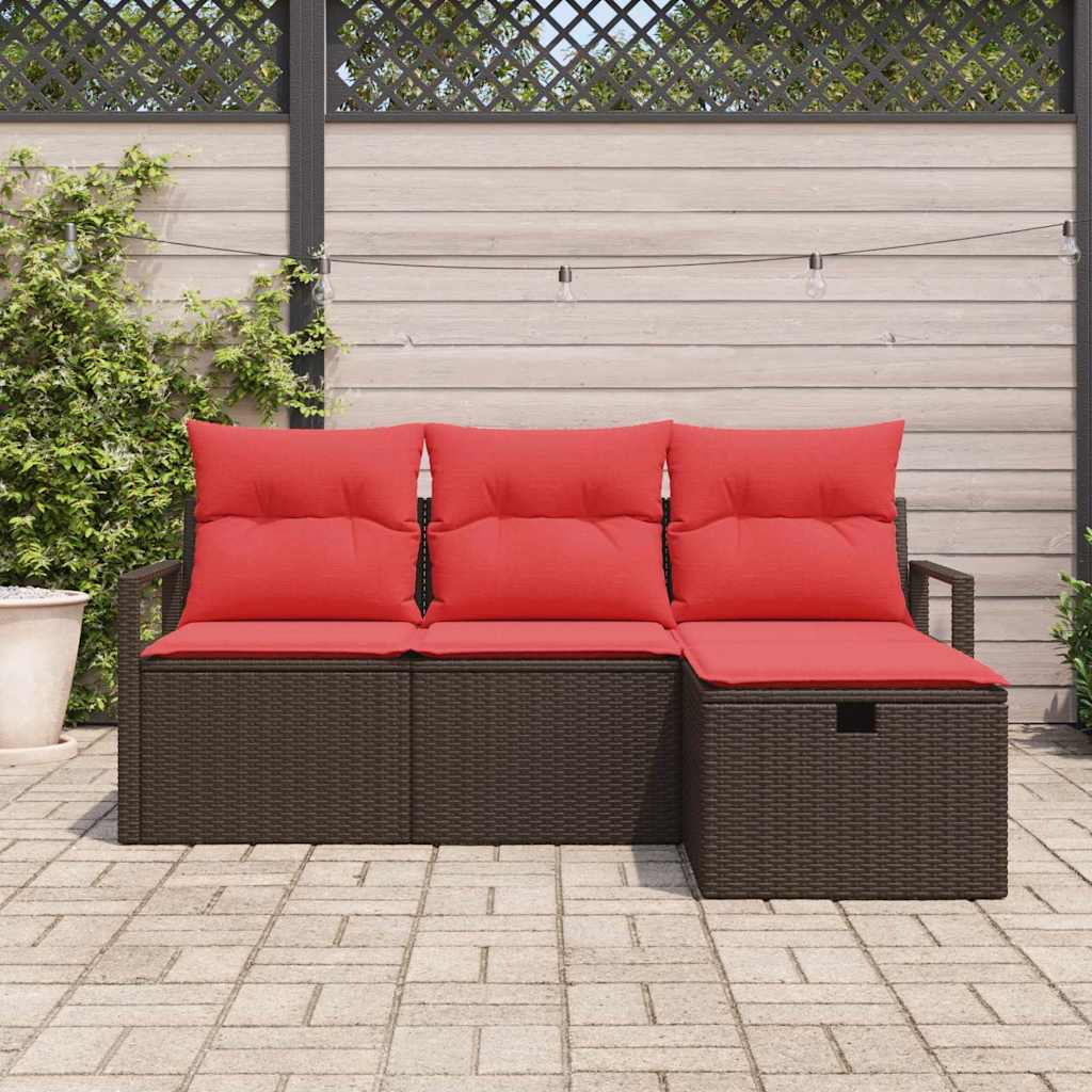Bankstel Met Kussen Met Opslag 4 Pcs En Poly Rattan