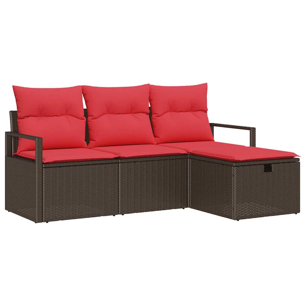 Bankstel Met Kussen Met Opslag 4 Pcs En Poly Rattan