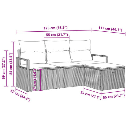 Bankstel Met Kussen Met Opslag 4 Pcs En Poly Rattan