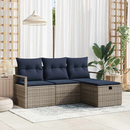 Bankstel Met Kussen Met Opslag 4 Pcs En Poly Rattan