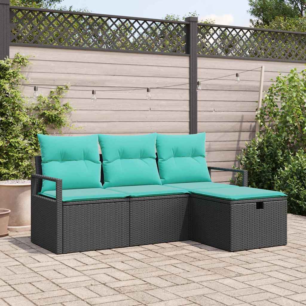 Bankstel Met Kussen Met Opslag 4 Pcs En Poly Rattan