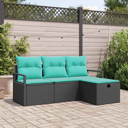 Bankstel Met Kussen Met Opslag 4 Pcs En Poly Rattan