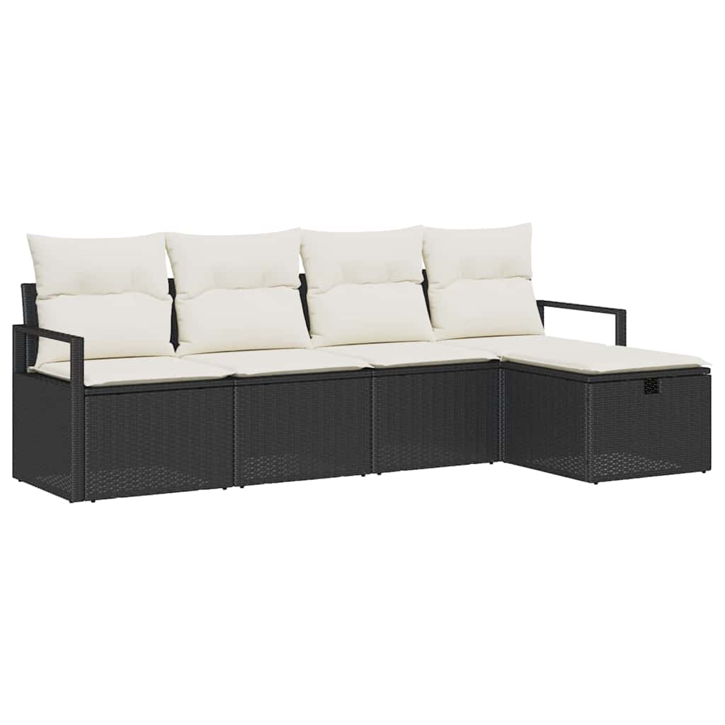 Bankstel Met Kussen Met Opslag 5 Pcs En Crème Poly Rattan