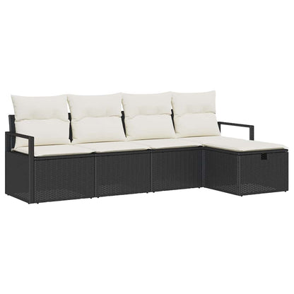 Bankstel Met Kussen Met Opslag 5 Pcs En Crème Poly Rattan