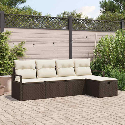 Bankstel Met Kussen Met Opslag 5 Pcs En Crème Poly Rattan