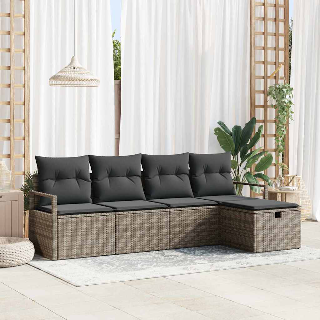 Bankstel Met Kussen Met Opslag 5 Pcs En Crème Poly Rattan