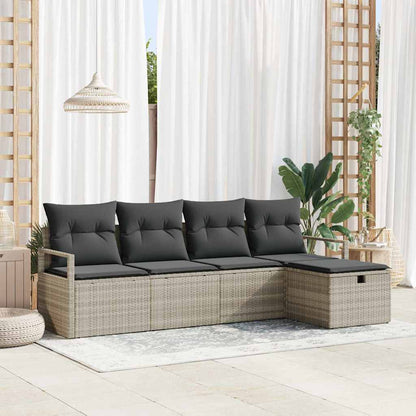 Bankstel Met Kussen Met Opslag 5 Pcs En Crème Poly Rattan