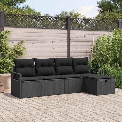 Bankstel Met Kussen Met Opslag 5 Pcs En Crème Poly Rattan
