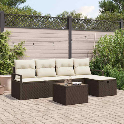 Bankstel Met Kussen Met Opslag 5 Pcs En Crème Poly Rattan